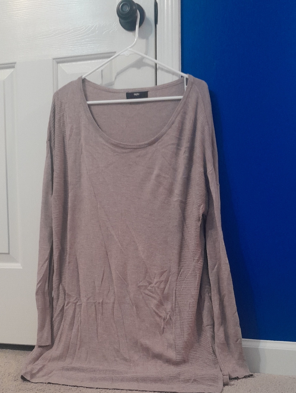 Mossimo Supply Co. Long Sleeve Scoop Neck Top - Dusty Mauve